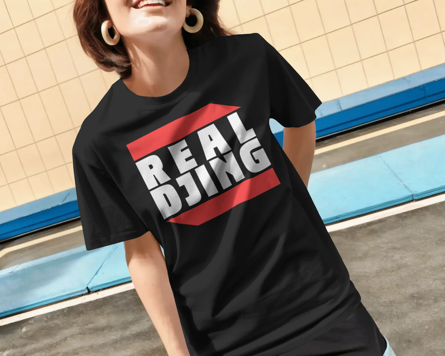 T-Shirt REAL DJING schwarz