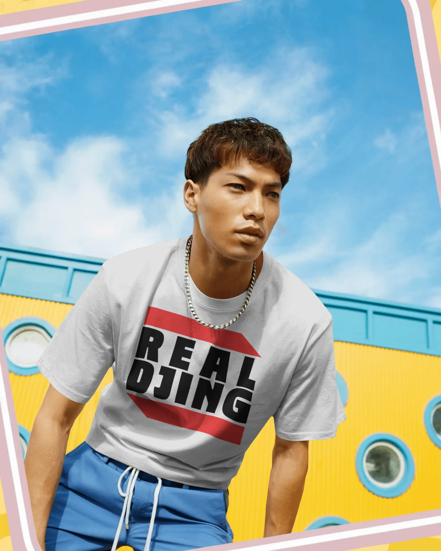 T-Shirt REAL DJING weiß