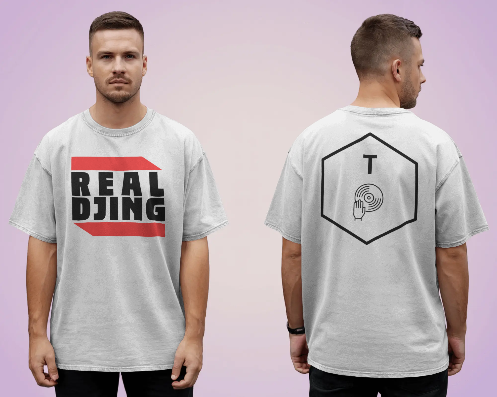 T-Shirt REAL DJING weiß