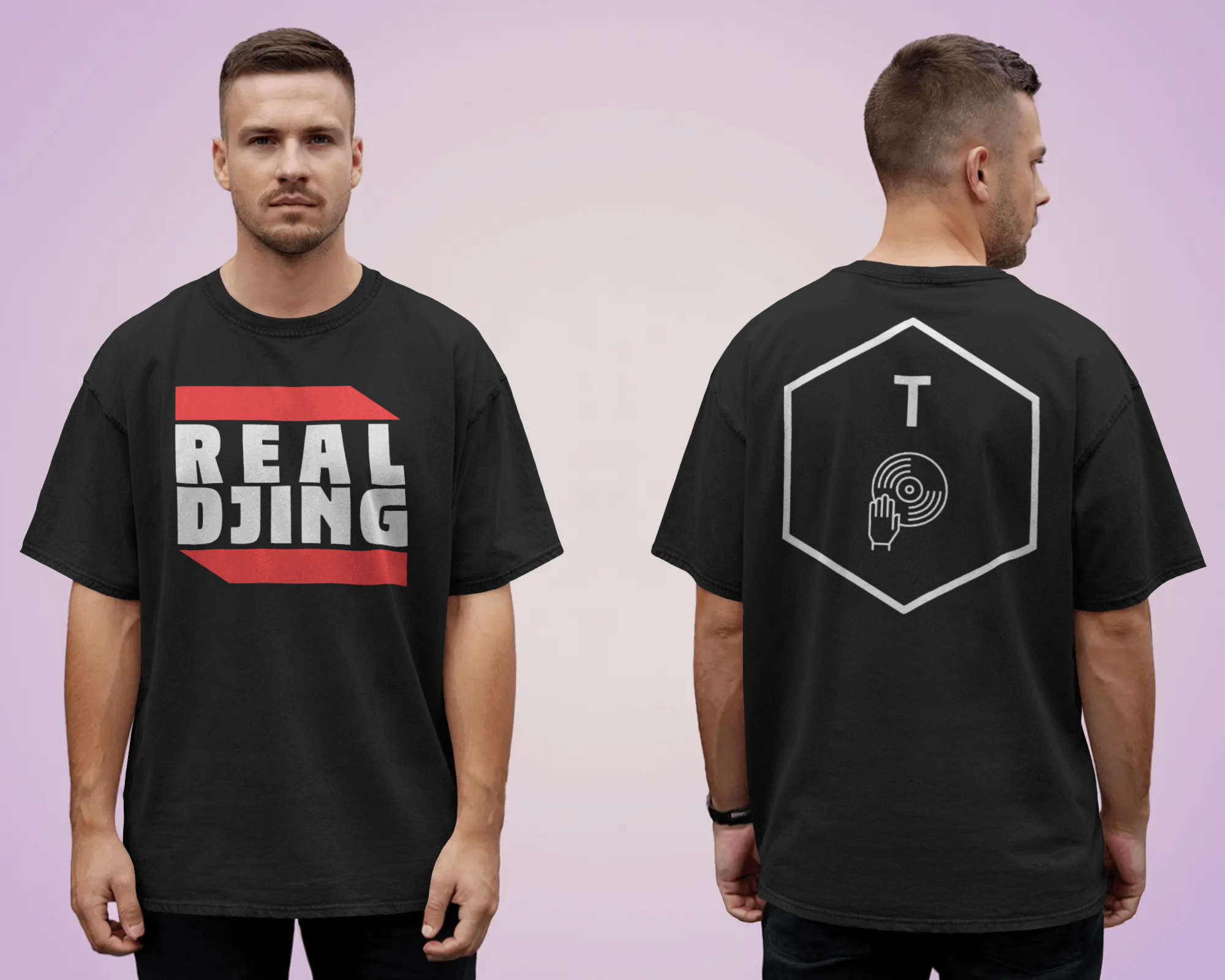 T-Shirt FAKE DJING schwarz