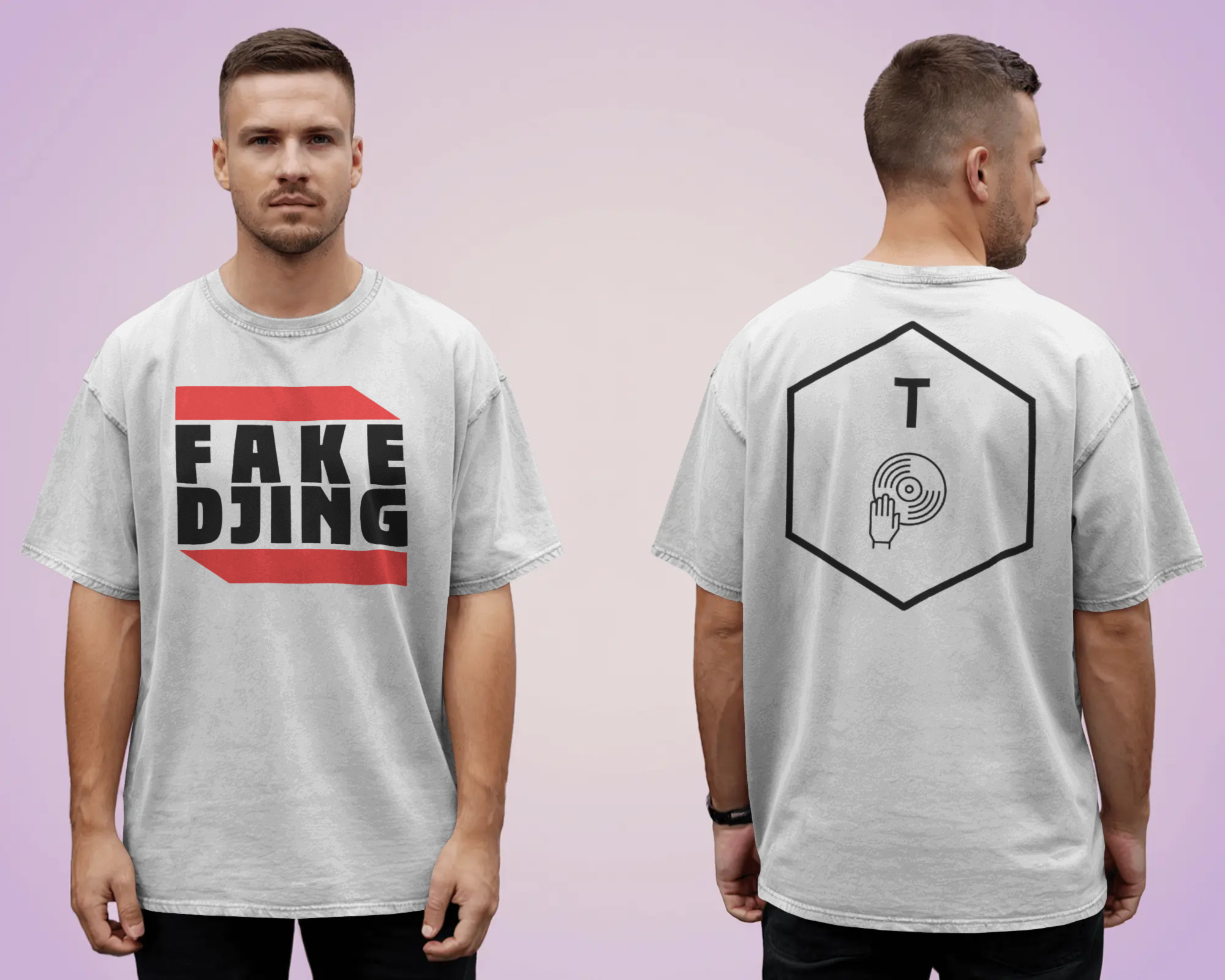 T-Shirt FAKE DJING weiß