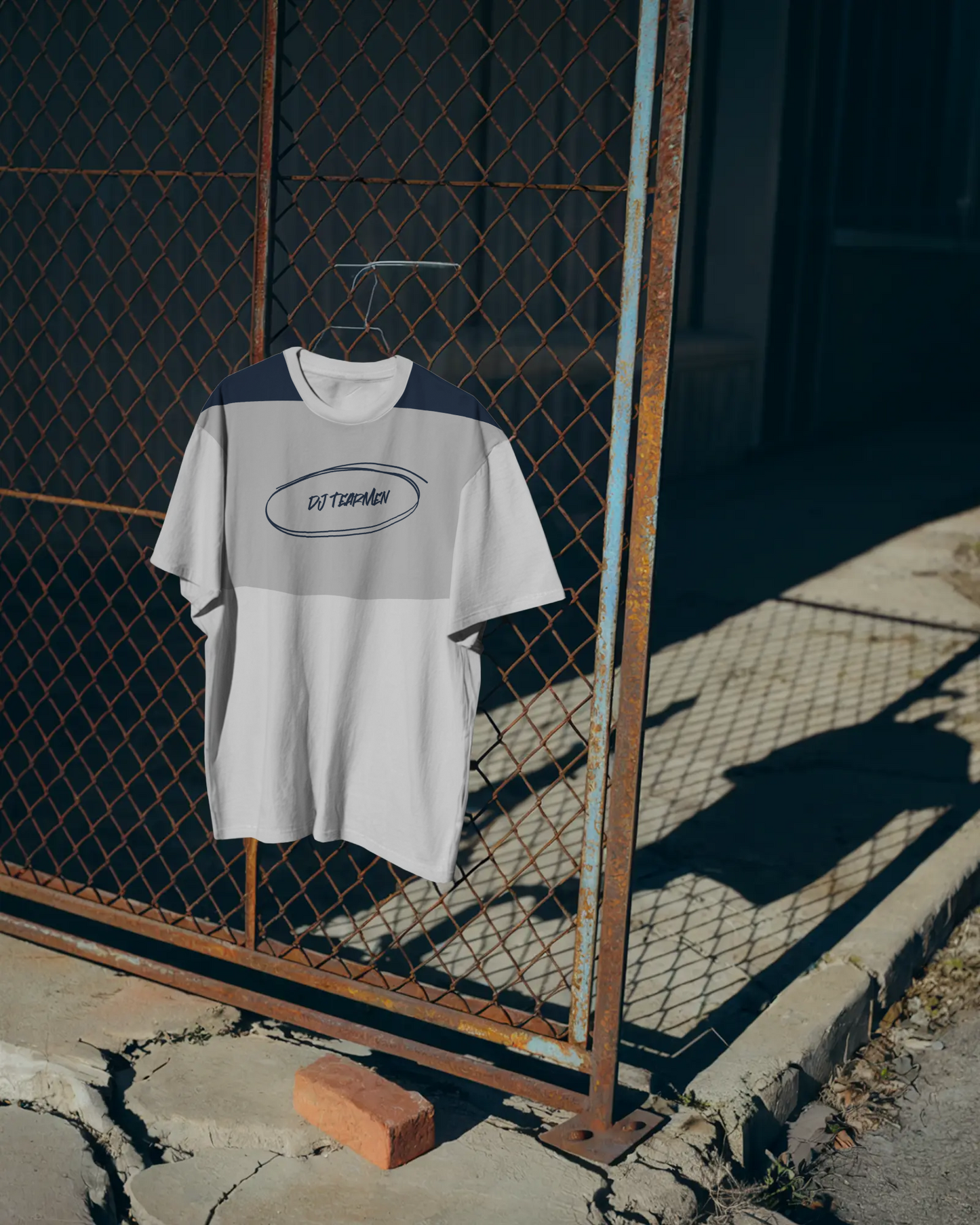 T-Shirt weiß-grau-blau circle