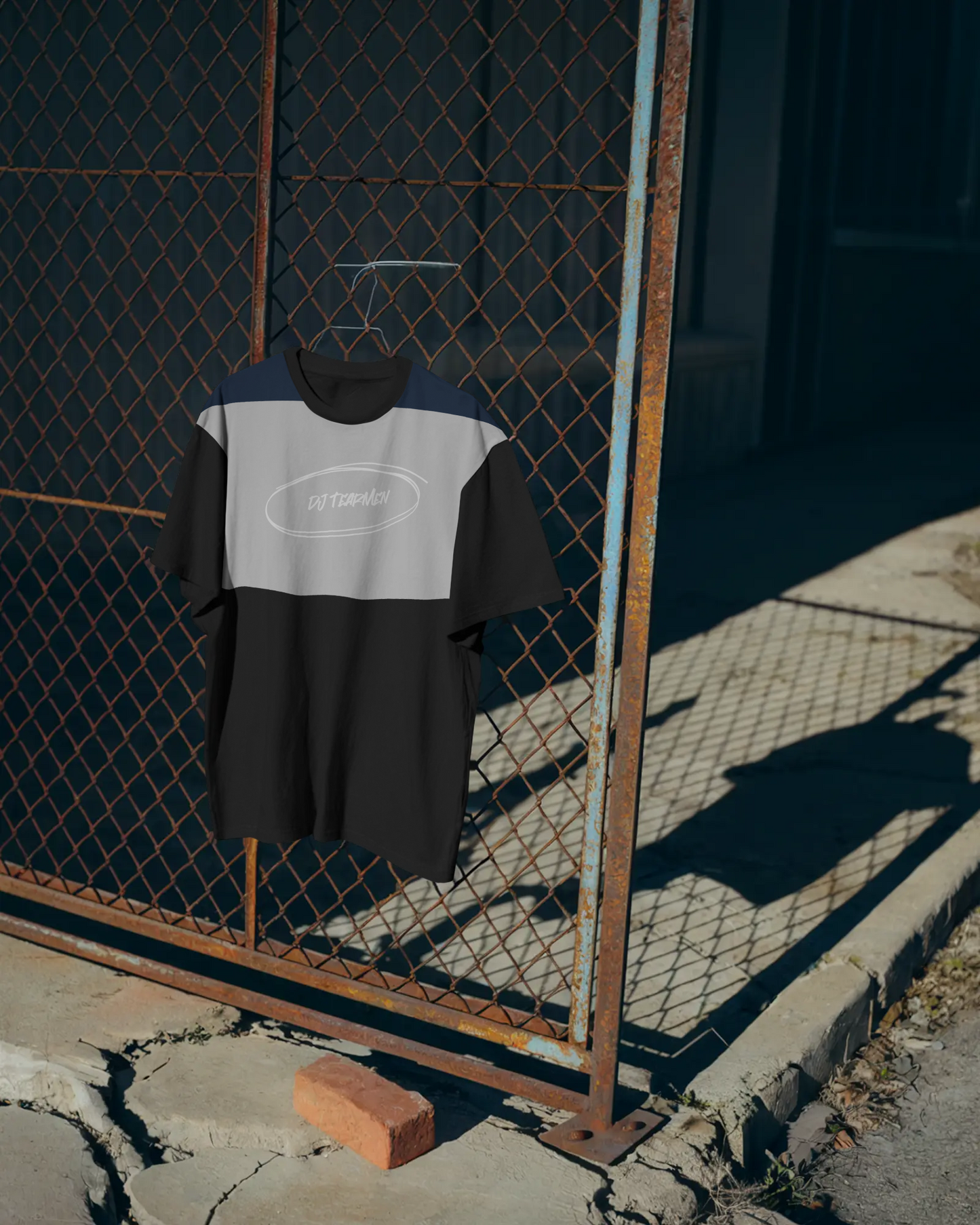 T-Shirt blau-grau-schwarz circle